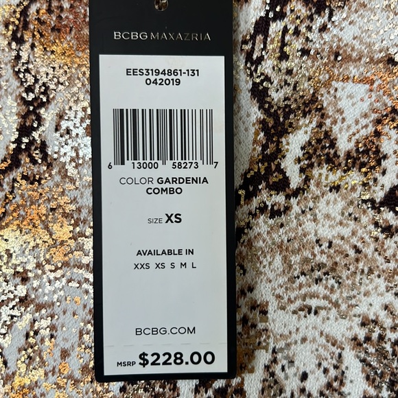 NWT BCBG white and gold metallic snake print mini skirt - Picture 2 of 2